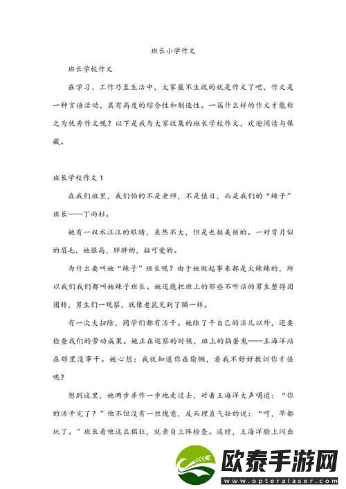 班长带领我们共同成长的插座作文