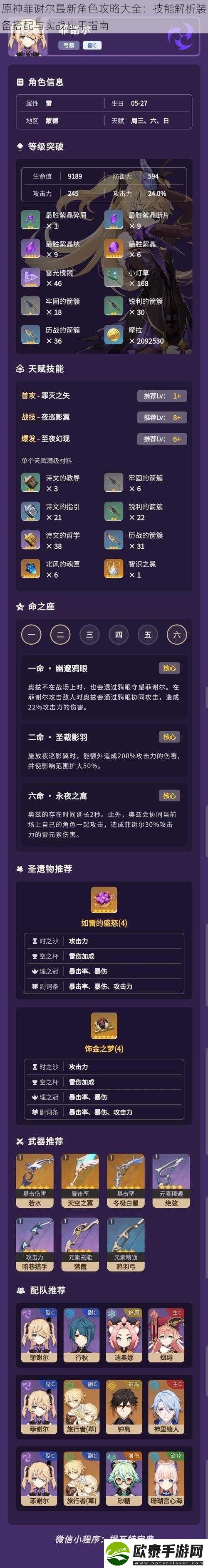原神菲谢尔最新角色攻略大全