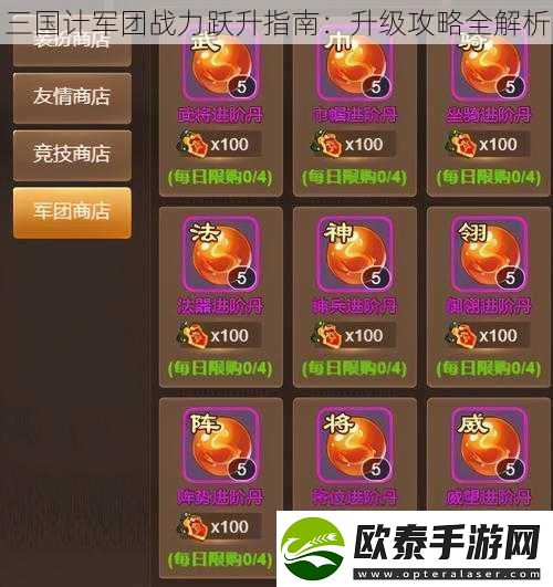 三国计军团战力跃升指南