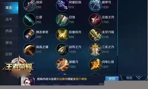 王者阵容搭配出装图表：适应不同战斗场景