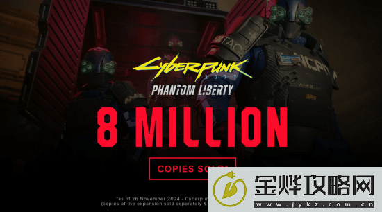 赛博朋克2077销量突破3000万份！跻身游戏史上销量前20!