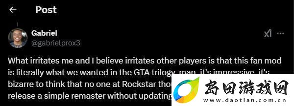 前资深开发者表示R星应该自己开发GTA4重制版而不是下架MOD
