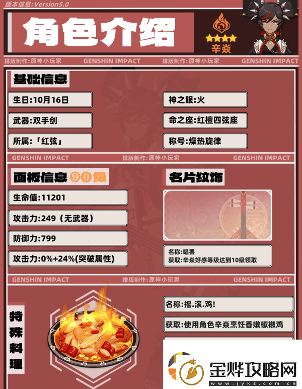 原神5.0辛焱如何培养