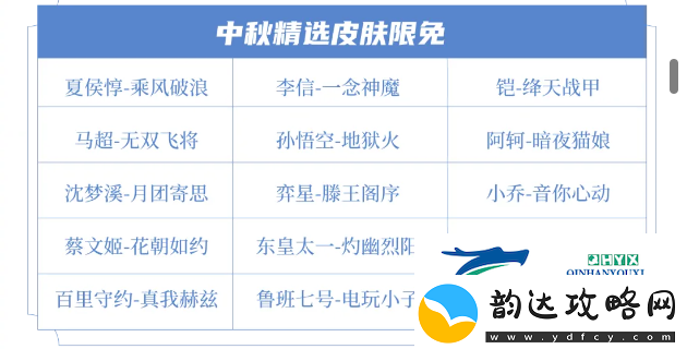 王者荣耀2024年中秋节限免皮肤有哪些2024年中秋节限免皮肤介绍