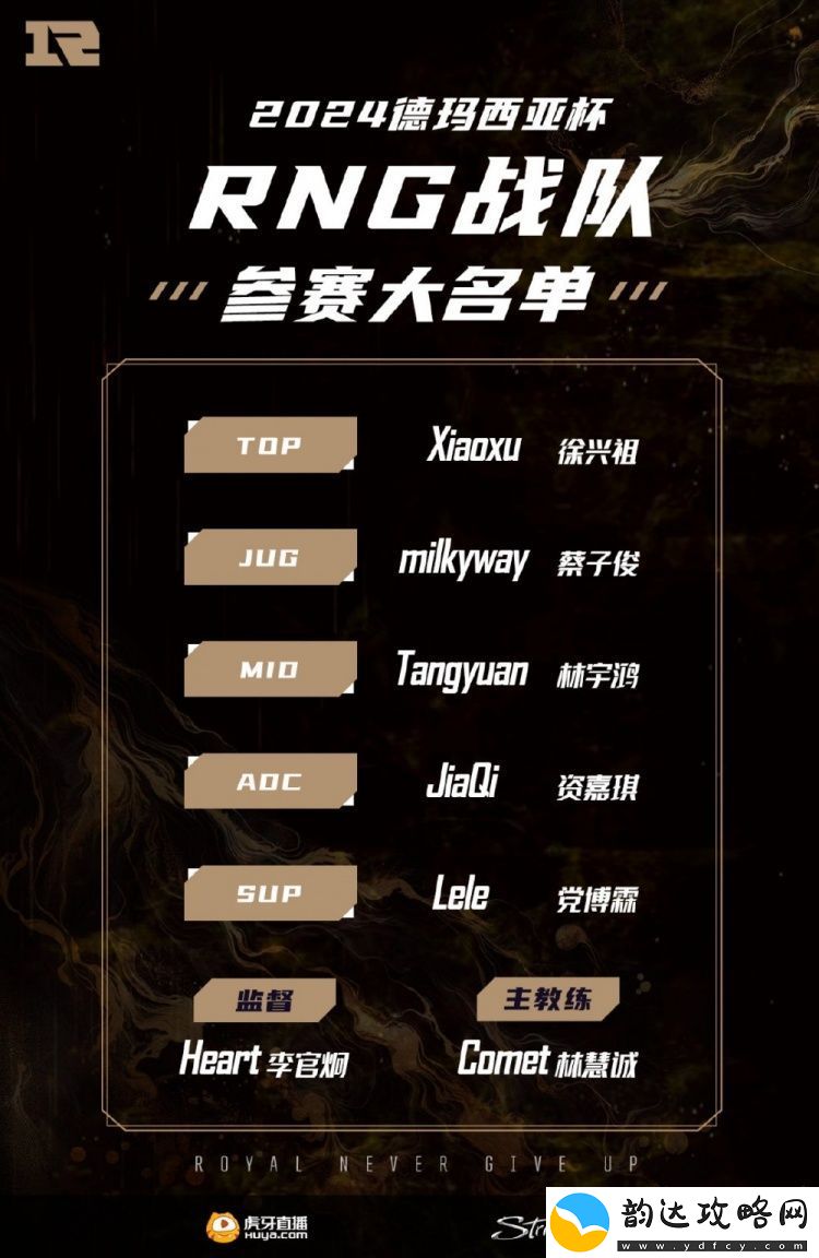 主力上阵！RNG发布德杯大名单