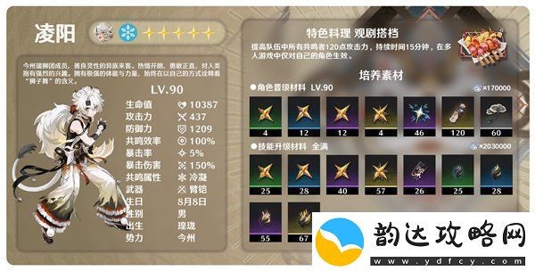 鸣潮凌阳需要什么培养材料