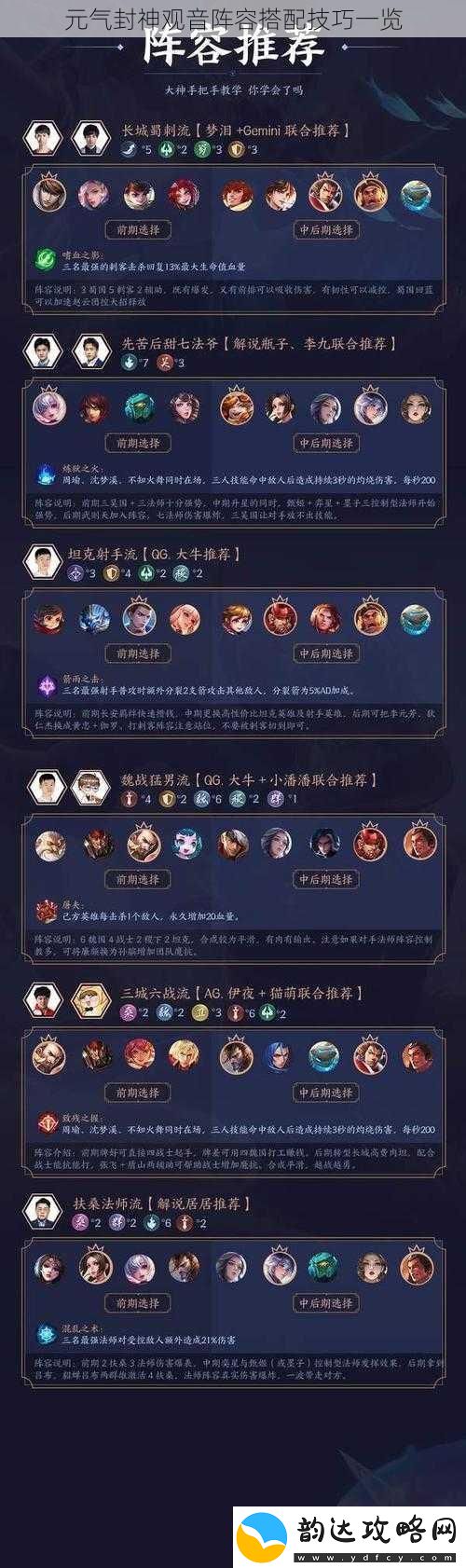 元气封神观音阵容搭配技巧一览