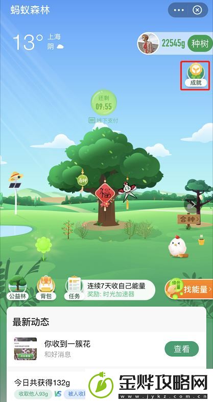 支付宝蚂蚁森林成就在哪看